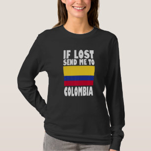 Camiseta Desenho da Bandeira da Colômbia Se perdido envie-m