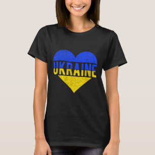 Camiseta Desenho da Bandeira da Ucrânia - Coração