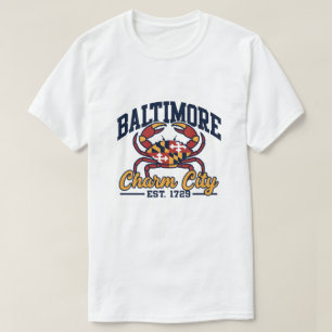 Camiseta Desenho da Bandeira do Caranguejo da Charm City Ba