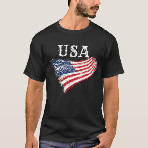 Camiseta Desenho da Bandeira Patriótica Americana dos EUA