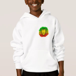 Camiseta Desenho da cabeça de leão Rasta vermelho amarelo v