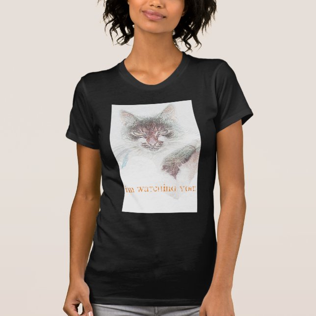 Camiseta Desenho Da Cara Do Cate Cute Zangado (Frente)