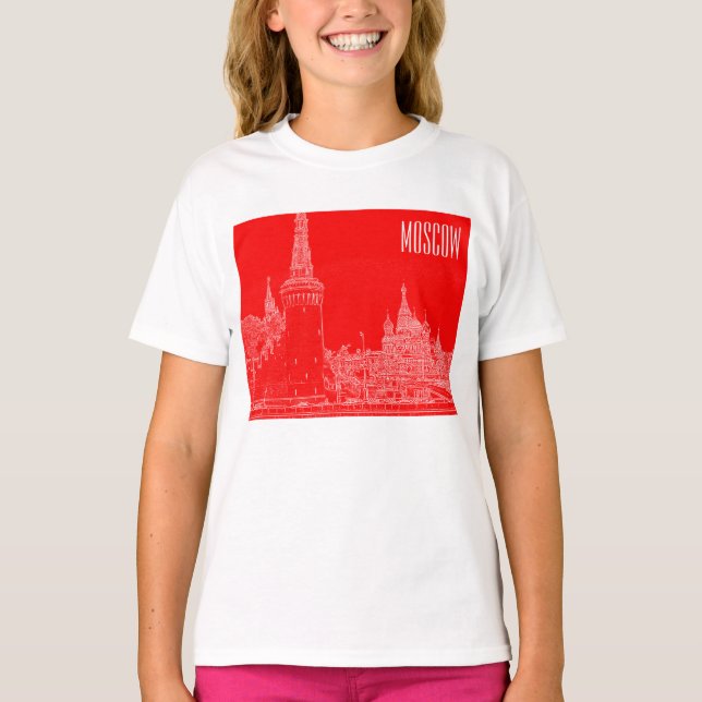 Camiseta Desenho da Catedral Vermelha da Rua de Moscou (Frente)