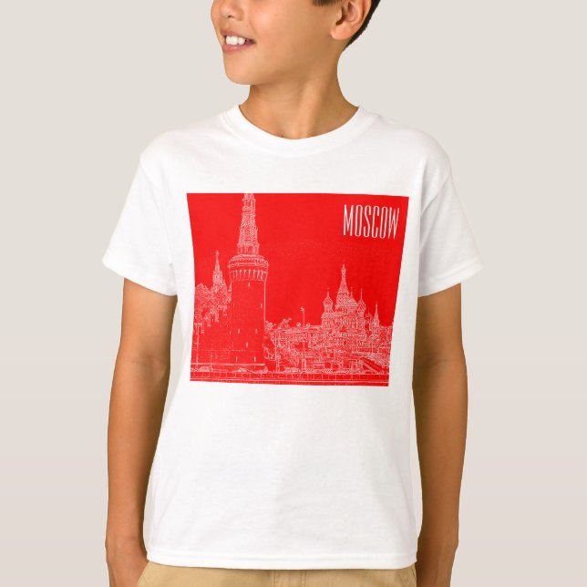 Camiseta Desenho da Catedral Vermelha da Rua de Moscou (Frente)