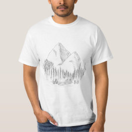 Camiseta Desenho da Floresta e Montanhas