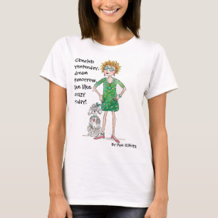 Camiseta Desenho da jovem segurada com conselhos amigáveis
