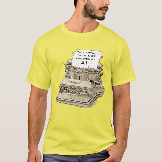 Camiseta Desenho da máquina de escrever Vintage (Frente)