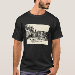 Camiseta Desenho da Paisagem Urbana Antiga de Burlington No