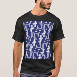 Camiseta Desenho Da Sereia: Padrão De Peixe Vintage.