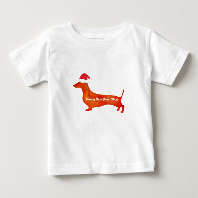 Camiseta Desenho dachshund aquarela, personalizado Baby T S (Frente)