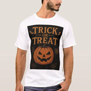 Camiseta Desenho de Abóbora de Halloween “Trick or Treat” A