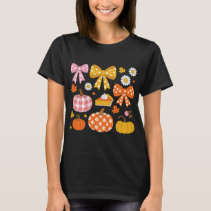 Camiseta Desenho de Abóbora Floral Brilho Coquette com Arco