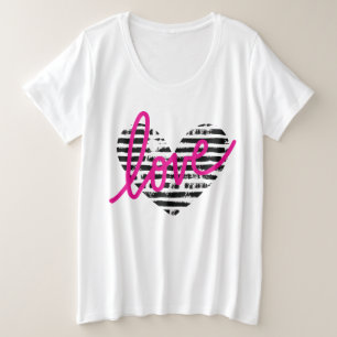 Camiseta Desenho de Amor com Coração Listrado