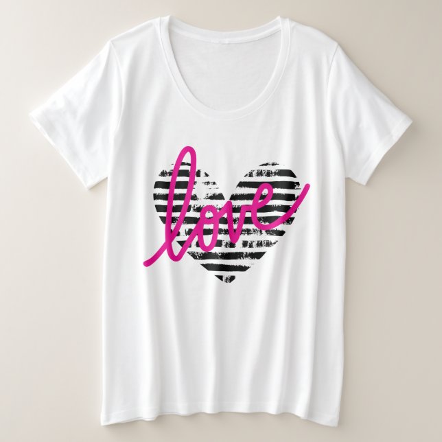 Camiseta Desenho de Amor com Coração Listrado (Frente do Design)