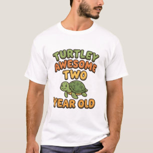 Camiseta Desenho de Aniversário de Tartaruga de Dois Anos T