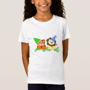 Camiseta Desenho de Aniversário de Tigre e Leão