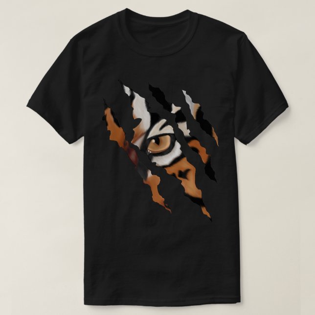 Camiseta Desenho de Arranhão de Olho de Tigre (Frente do Design)