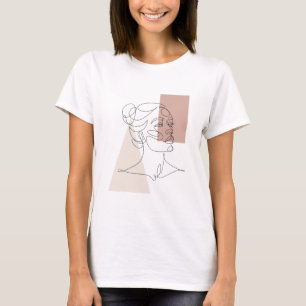 Camiseta Desenho de arte da linha de retrato minimalista Ab
