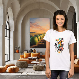 Camiseta Desenho de Arte de Borboleta Abstrata Colorida