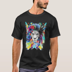 Camiseta Desenho De Arte Lion E Borboleta Para Homens Pais