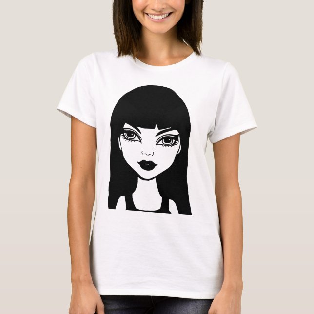 Camiseta Desenho de Arte Original da Vampira de Cartoon (Frente)