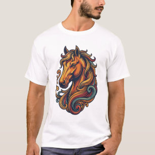 Camiseta Desenho de arte vetorial de cabeça de cavalo com g