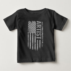 Camiseta desenho de artista com a bandeira dos EUA desgasta