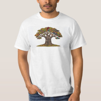 Camiseta Desenho de Árvore Africana em Branco