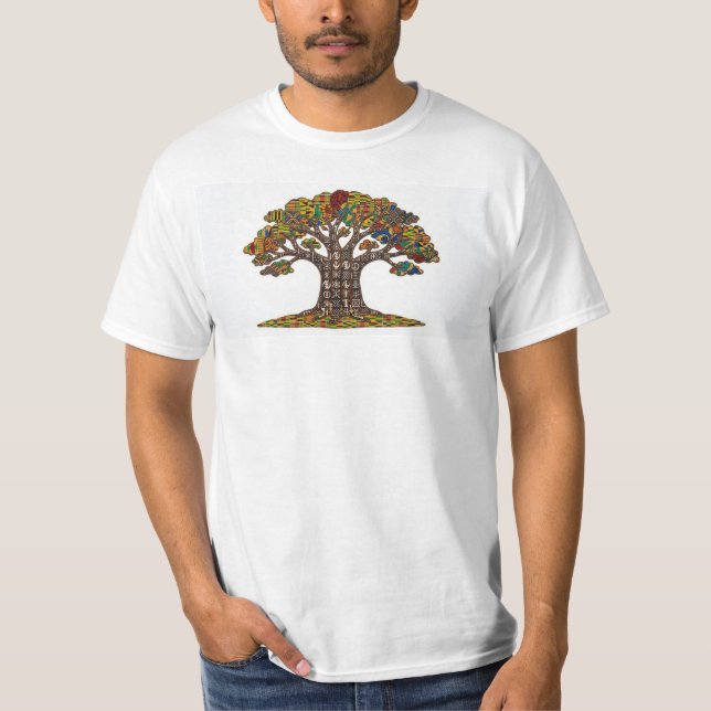 Camiseta Desenho de Árvore Africana em Branco (Frente)