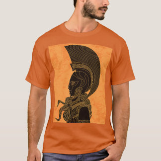 Camiseta desenho de atena em laranja-escuro e em anfora neg
