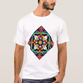 Camiseta Desenho de Azulejo de Terracota Talavera Mexicana 