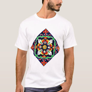Camiseta Desenho de Azulejo de Terracota Talavera Mexicana