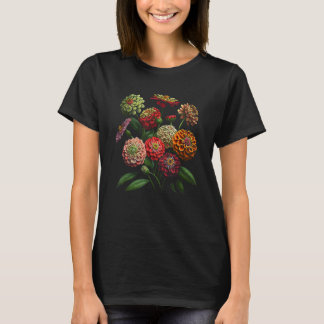 Camiseta Desenho de Buque Floral de Flores de Zínia