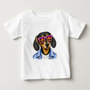 Camiseta Desenho de Cachorro Dachshund Legal Pôr do Sol de