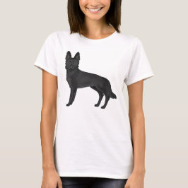 Camiseta Desenho de cachorro de desenho animado preto Pasto