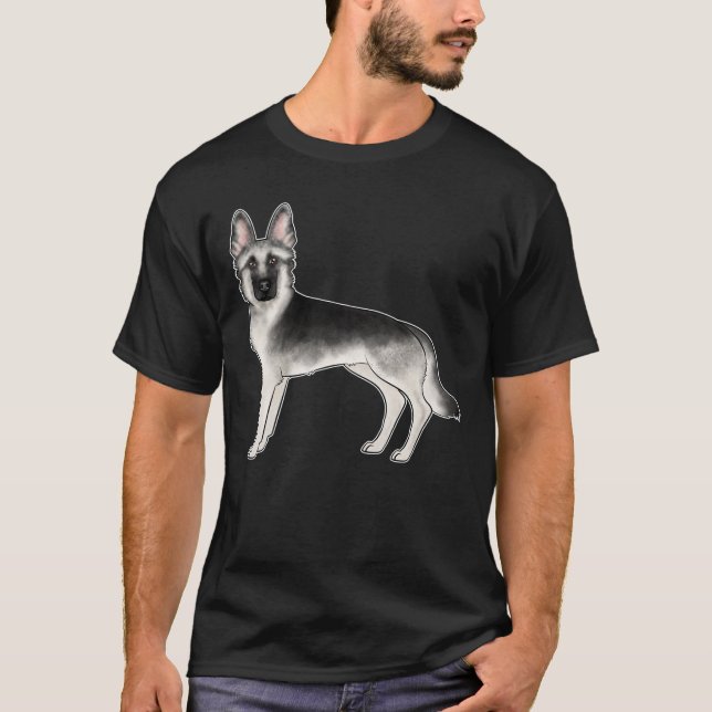 Camiseta Desenho de Cachorro de Quadrinhos Pastor Alemão Si (Frente)