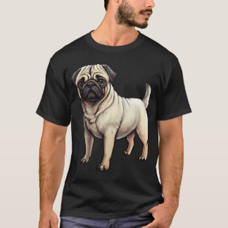 Camiseta Desenho de cachorro pug filhote cor de cervo