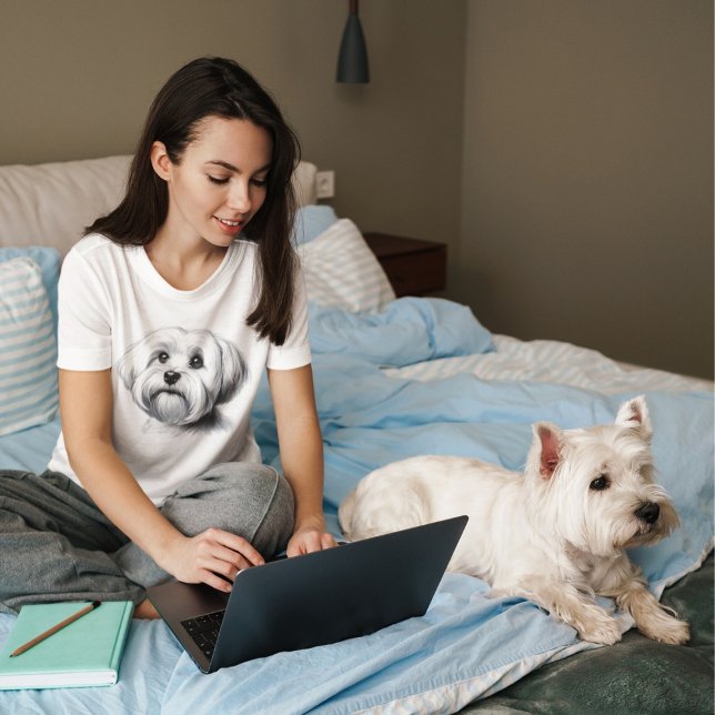 Camiseta Desenho de Cão Maltês (Criador carregado)