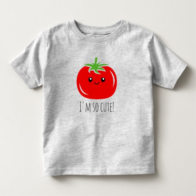 Camiseta Desenho de cara de tomate kawaii (Frente)