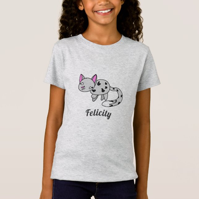 Camiseta Desenho De Cartoon De Cinza Leve Bonita (Frente)