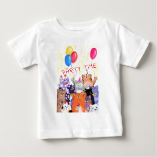 Camiseta Desenho de Cartoon Feliz para Festas de Gato - Eng