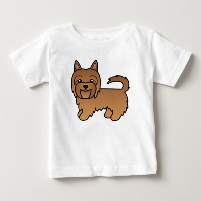 Camiseta Desenho de Cartoon Red Australiano Terrier Dog (Frente)