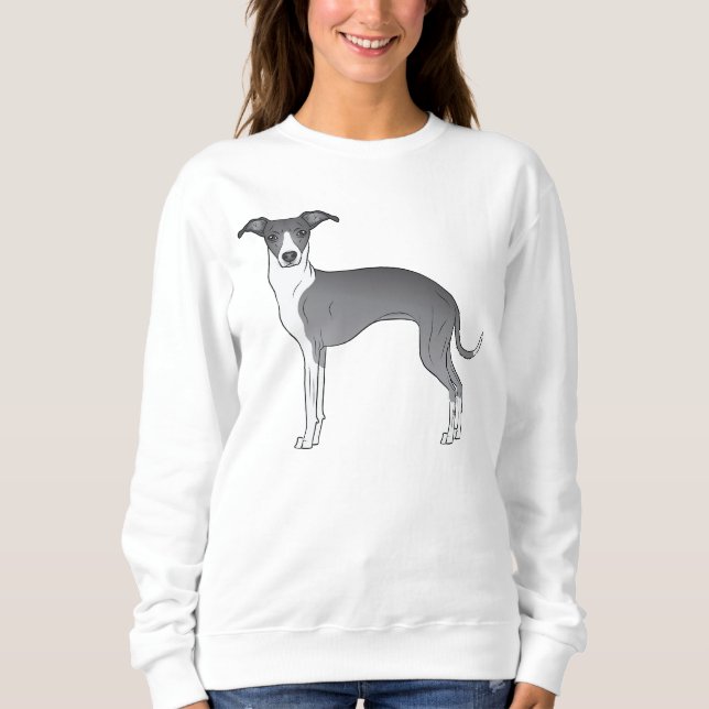 Camiseta Desenho De Cartoons De Greyhound Azul E Branco (Frente)