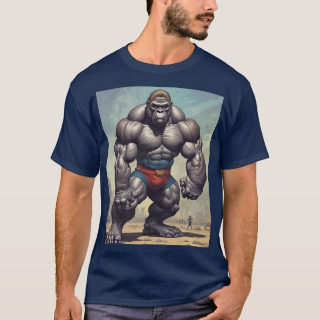 Camiseta Desenho de Cartoons de Pop de Gorilla Bodybuilder (Frente)