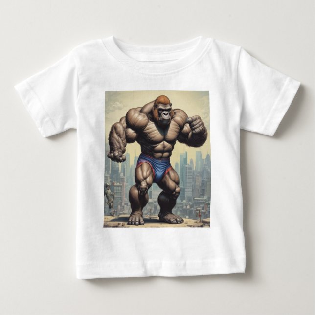 Camiseta Desenho de Cartoons de Pop de Gorilla Bodybuilder (Frente)