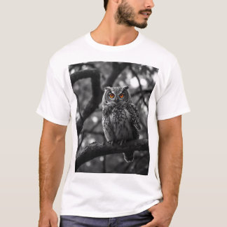 Camiseta Desenho de carvão de coruja majestosa - Nocturno d