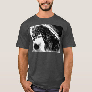 Camiseta Desenho de carvão de portaja de cavalo negro
