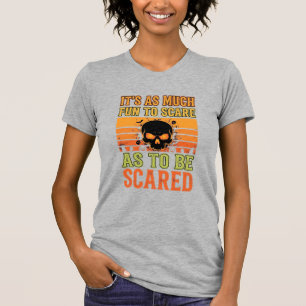 Camiseta Desenho de Caveira Assustadora de Halloween Retrô_