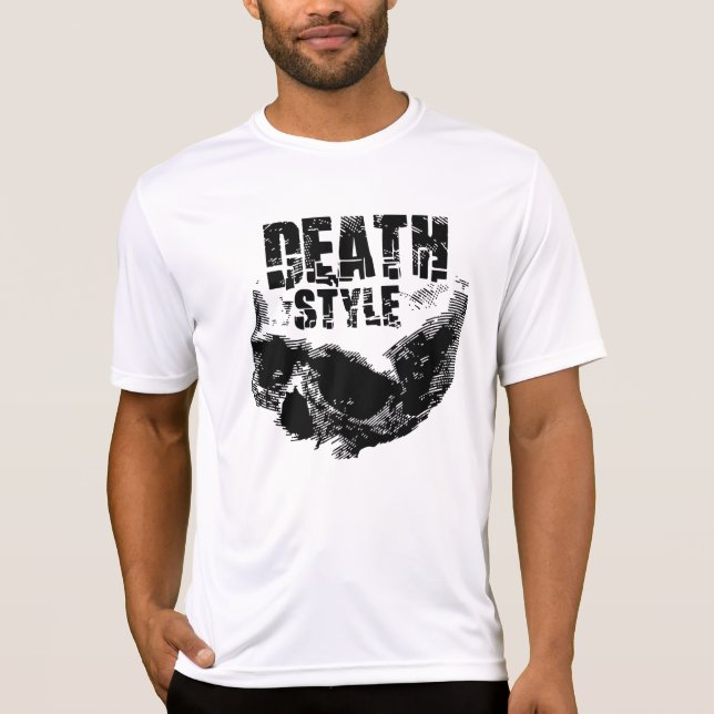 Camiseta Desenho de Caveira no Estilo Morte (Frente)