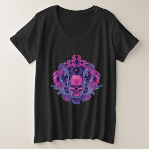 Camiseta Desenho de Caveira Tracery na Cor Rosa